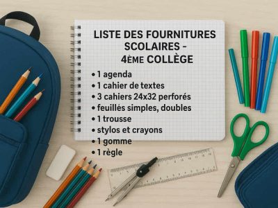🎒 Liste des fournitures scolaires – 4ème collège (2025-2026)